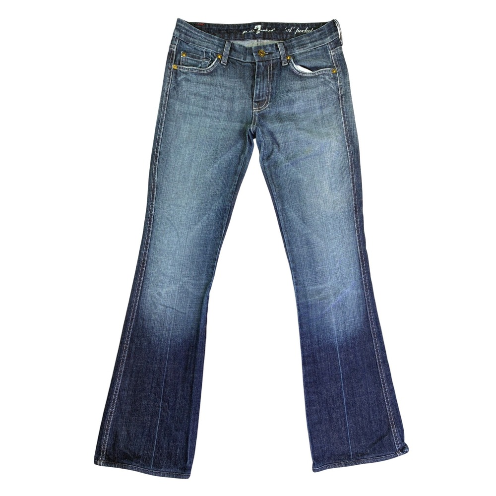 7 For All Mankind A Pocket Flare Jeans Medium Wash Blue Size 27